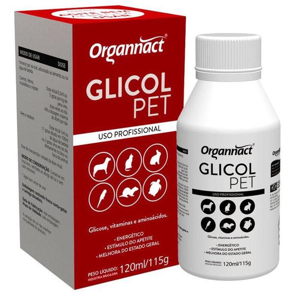 Glicol Pet Organnact Cães Gatos Aves Roedores Répteis 120ml