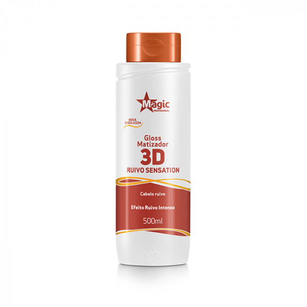 Gloss Matizador 3D Ruivo Sensation - Efeito Ruivo Intenso - 500ml - Magic Profissional