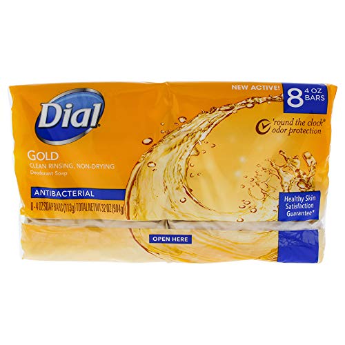 Gold Antibacterial Deodorant Soap By Dial For Unisex - 8 X 4 Oz Soap