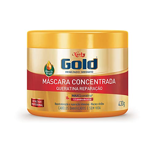 Gold Máscara Concentrada Queratina Reparação, 430G, Niely