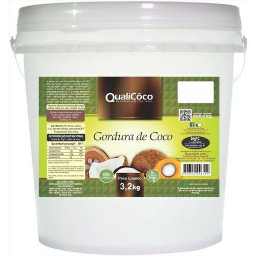 Gordura de Coco - Qualicôco - Balde com 3,2Kg