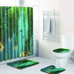 Gostar 4Pcs / Set Series Seafloor Impressão Tapete de Banho WC Rug Tampa cortina de chuveiro para banho