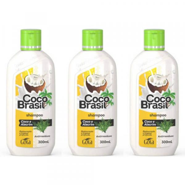 Gota Dourada Coco Brasil Shampoo Alecrim 300ml (Kit C/03)