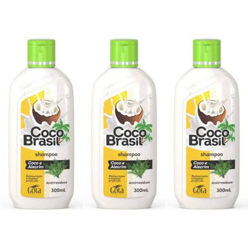 Gota Dourada Coco Brasil Shampoo Alecrim 300ml (kit C/03)