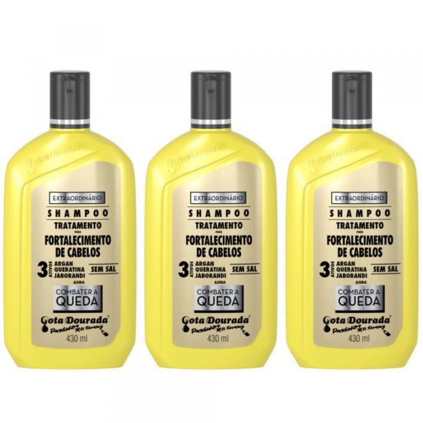 Gota Dourada Fortalecimento Shampoo Extraordinário 430ml (Kit C/03)