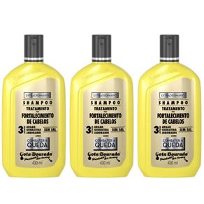 Gota Dourada Fortalecimento Shampoo Extraordinário 430ml - Kit com 03