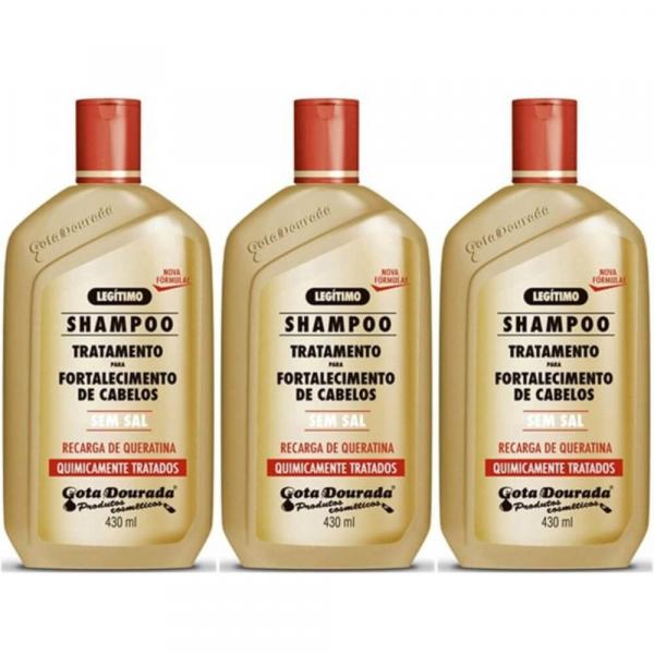 Gota Dourada Quimicamente Tratados Shampoo 430ml (Kit C/03)