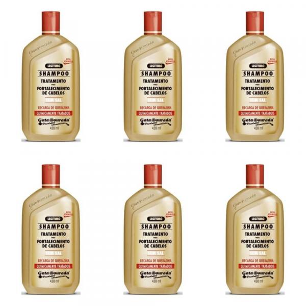 Gota Dourada Quimicamente Tratados Shampoo 430ml (Kit C/06)