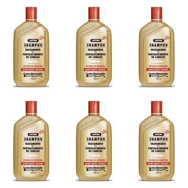 Gota Dourada Quimicamente Tratados Shampoo 430ml (Kit C/06)