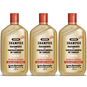 Gota Dourada Quimicamente Tratados Shampoo 430ml - Kit com 03