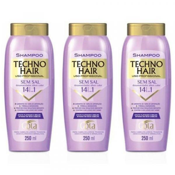 Gota Dourada Techno Hair Desamarelador Shampoo 250ml (Kit C/03)