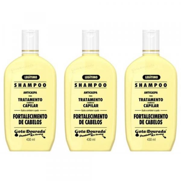 Gota Dourada Tradicional Shampoo 430ml (Kit C/03)