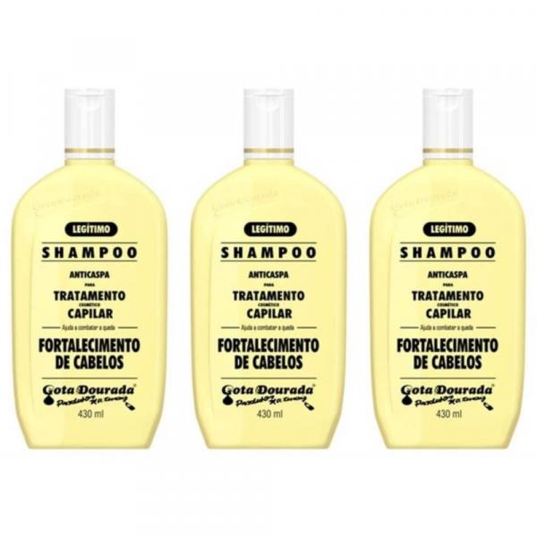 Gota Dourada Tradicional Shampoo 430ml (Kit C/03)