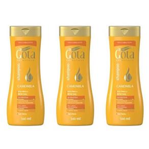 Gota Dourada Uso Diário Shampoo Camomila 340ml - Kit com 03