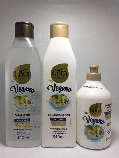 Gota Dourada Vegano Shampoo+Condicionador+Creme de Pentear