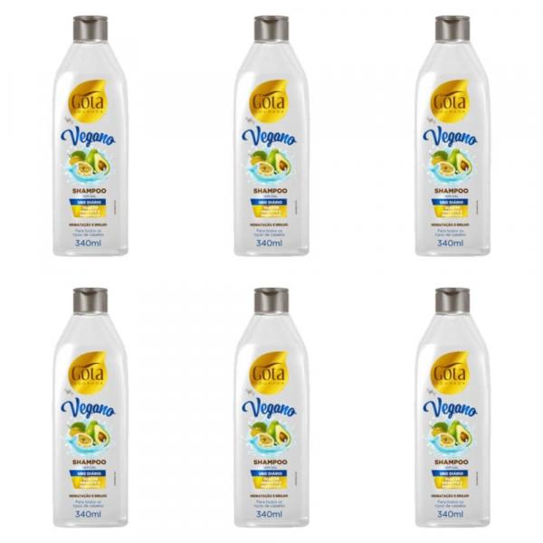Gota Dourada Vegano Shampoo Uso Diário 340ml (Kit C/06)
