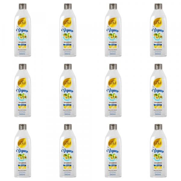 Gota Dourada Vegano Shampoo Uso Diário 340ml (Kit C/12)