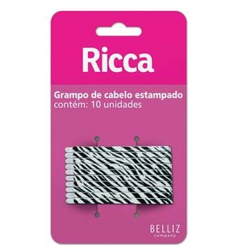 Grampo para Cabelo Ricca Style Zebra com 10 Unidades