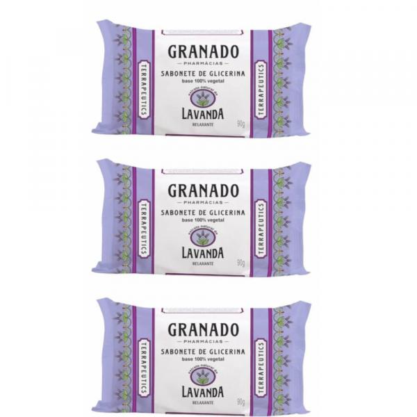 Granado Lavanda Sabonete Vegetal C/ Glicerina 90g (Kit C/03)