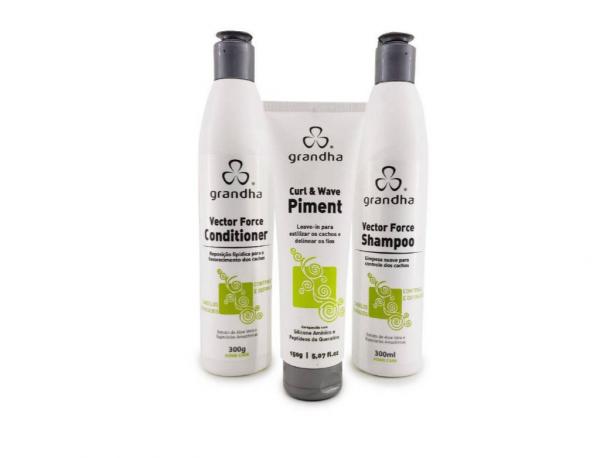 Grandha Curl Wave Kit Manutenção Cachos - Shampoo 300ml Conditioner 300ml Leave-in 150ml
