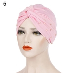 Grânulos De Moda Mulheres Muçulmanas Cruz Chapéu De Turbante Plissado Cap De Cor Sólida Hijab Headwrap