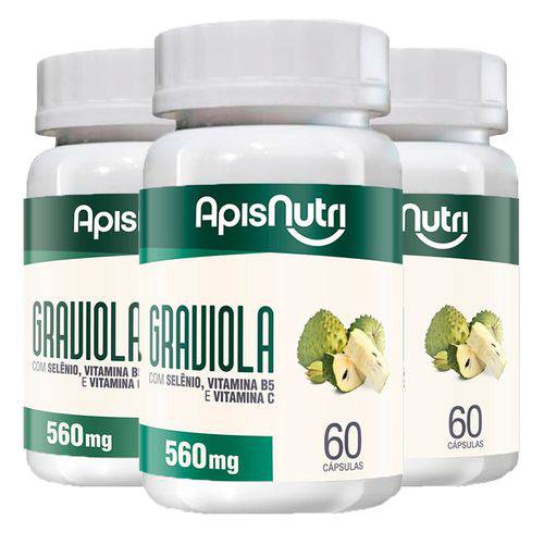 Graviola - 3 Un de 60 Cápsulas - Apisnutri