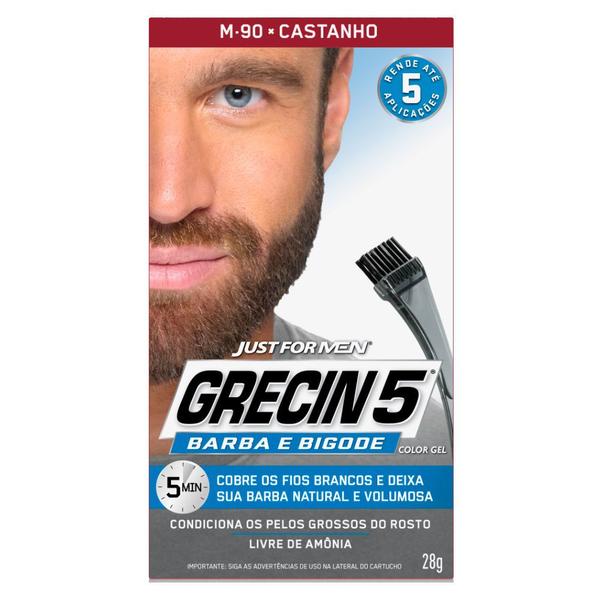 Grecin 5 Barba e Bigode Castanho 28g Kit C/2
