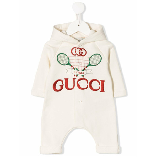 Gucci Kids Macacão com Logo e Capuz 'Tennis' - Branco