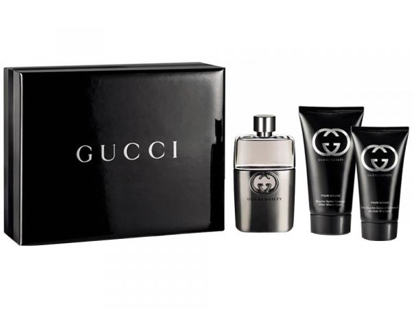 Gucci Kit Gucci Guilty Pour Homme Perfume - Masculino 90ml + Gel de Banho + Baume Pós-Barba