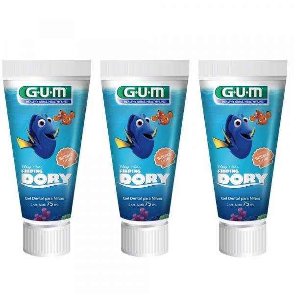 Gum Disney Dory Creme Dental Infantil C/ Fluor Bubble Gum 75ml (Kit C/03)