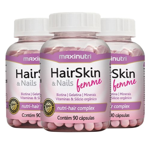 Hair Skin Femme - 90 Cápsulas - Maxinutri