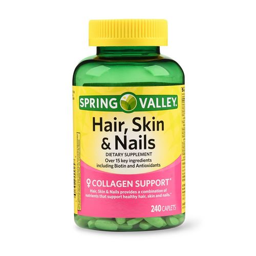 Hair, Skin & Nails Cabelo Pele & Unha com Biotina e Antioxidantes 3000 Mcg Spring Valley - 240 Cápsulas