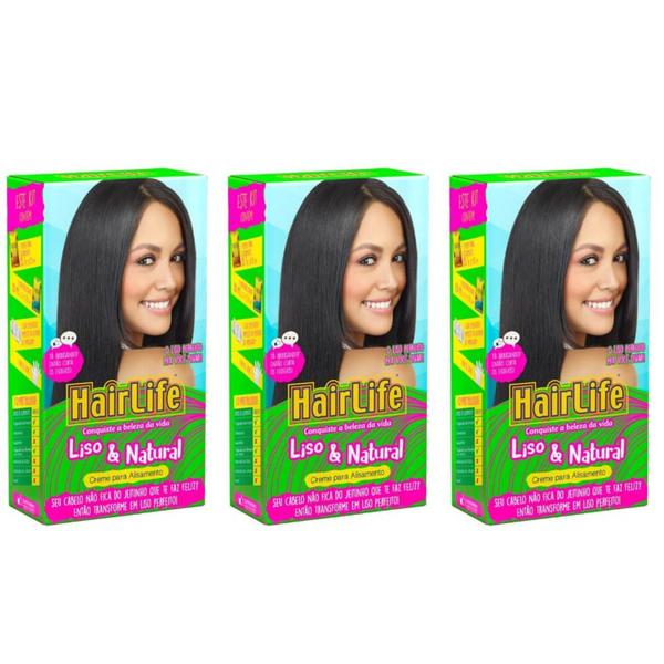 Hairlife Liso e Natural Creme Alisante (Kit C/03)