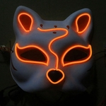 Half-Faced LED Light Emitting Máscara styel japonês para Halloween Dress up Dance Party 16X18CM