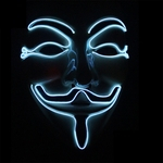 Halloween EL Glowing V Letter Mask Careta Máscara Mask Perfect Party Decoration
