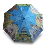 Hand-made Umbrellas European Countries Oil Painting Umbrella three Folding Woman Anti-uv Sun/Rain Automatic Umbrella Gift