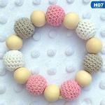 Handmade Natural de madeira Crochet Beads bebê Anel Teether dentição Duche Toy Presente