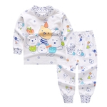 HAO Bebê crianças ombro infantil Botão Top manga comprida + calças Set Cotton Wear Início Clothing suit