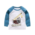 Crianças 100% algodão manga comprida T-shirt do bebê de Lazer dos desenhos animados Rodada Collar Raglan da luva
