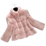 Hao Mulheres Artificial Animal Pêlo Longo-luva De Inverno Fique Collar Colete Para Namoro Casual Fleece Coat