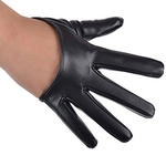 HAO Sexy Womens Faux Leather Meio Five Finger Meio mão quente Luvas Mittens (Black) Mittens