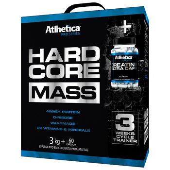 Hardcore Mass 3kg Baunilha + Creatine Ultra 60 Caps - Atlhetíca Nutrition