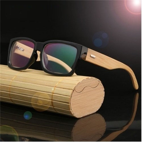 Hdcrafter* 2036 Armação de Óculos Masculino Bamboo (Preto Brilhante)