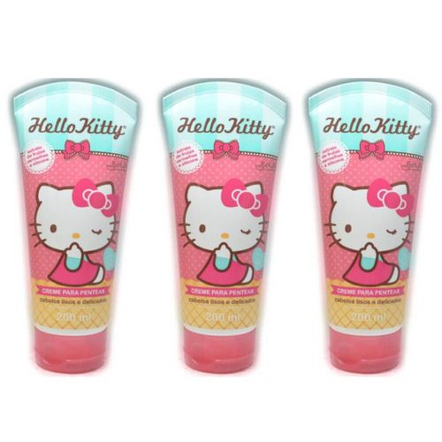 Hello Kitty Creme P/ Pentear Lisos e Delicados 200ml (kit C/03)