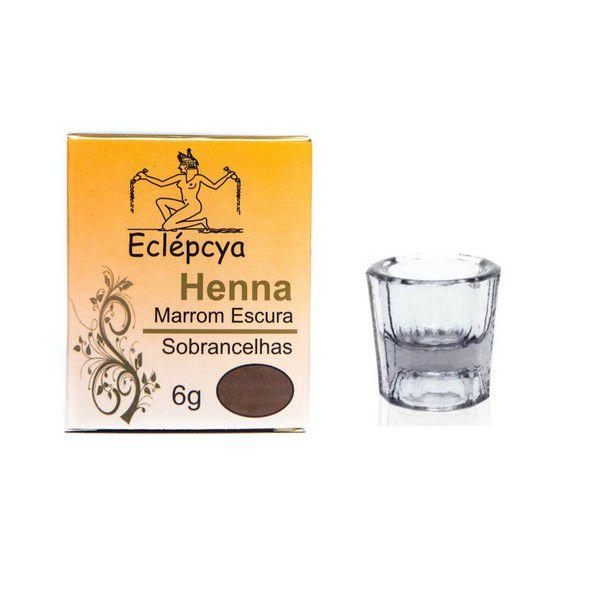 Henna Sobrancelhas Eclépcya 6g + fixante 10ml - Marrom Escura + Dapin