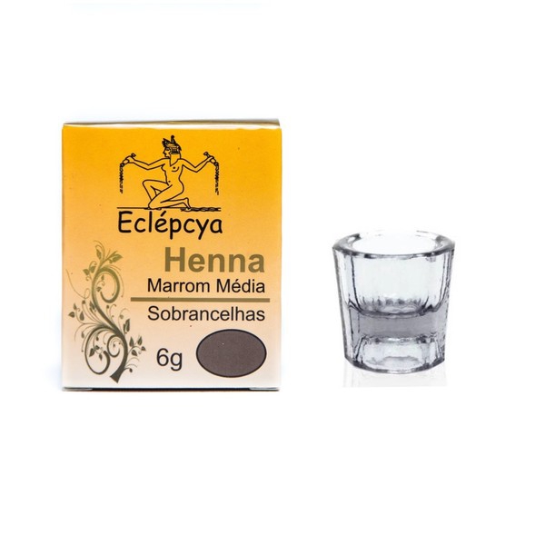 Henna Sobrancelhas Eclépcya 6g + Fixante 10ml - Marrom Média + 1 Dapin