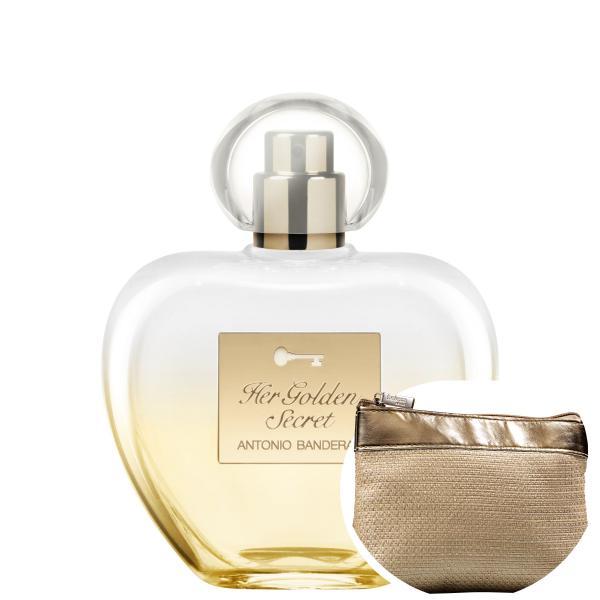 Her Golden Secret Antonio Banderas EDT - Perfume 50ml+Nécessaire Beleza na Web Bege e Dourado