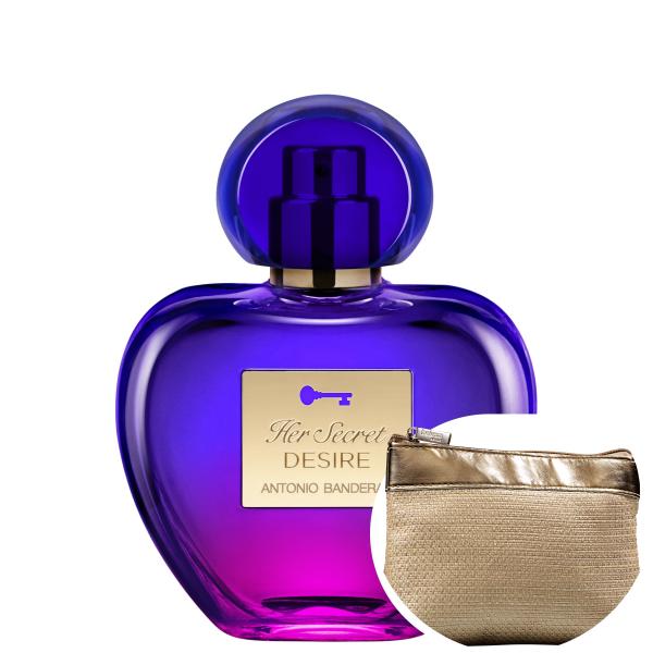 Her Secret Desire Antonio Banderas EDT - Perfume 50ml+Nécessaire Beleza na Web Bege e Dourado