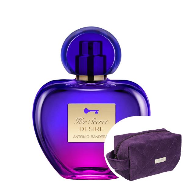 Her Secret Desire Antonio Banderas EDT - Perfume 50ml+Nécessaire Beleza na Web Plush Roxo com Alça