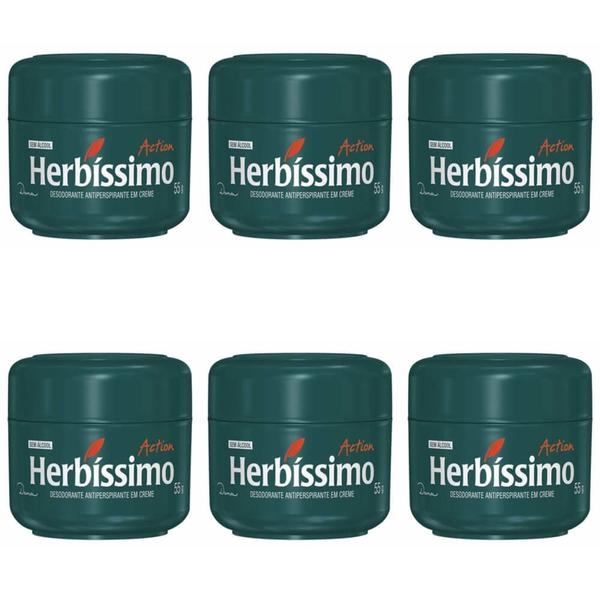 Herbíssimo Action Desodorante Creme 55g (Kit C/06)